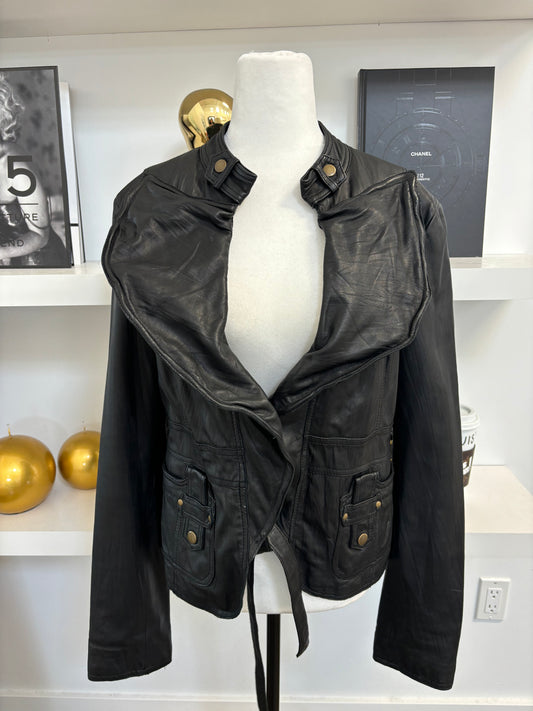 Mackage Leather Jacket with Tie