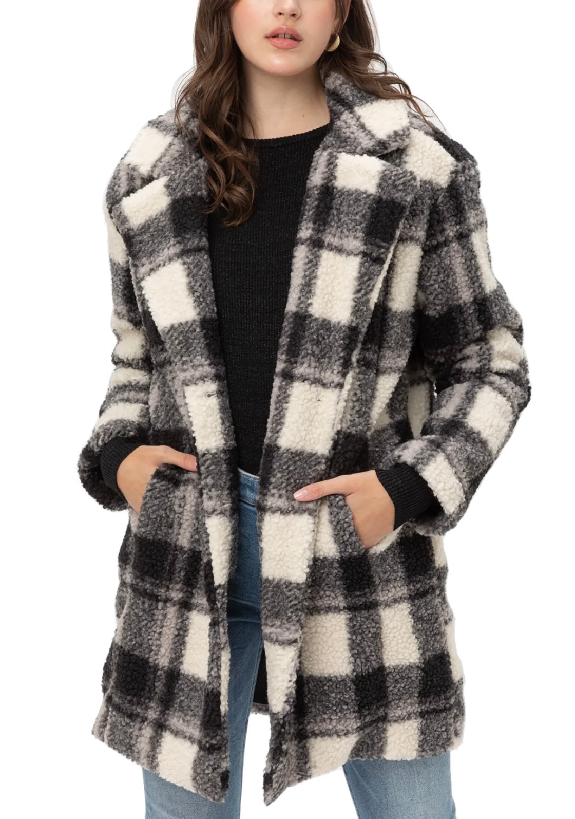 Love Tree - Plaid Sherpa Women’s Mo Lined Jacket