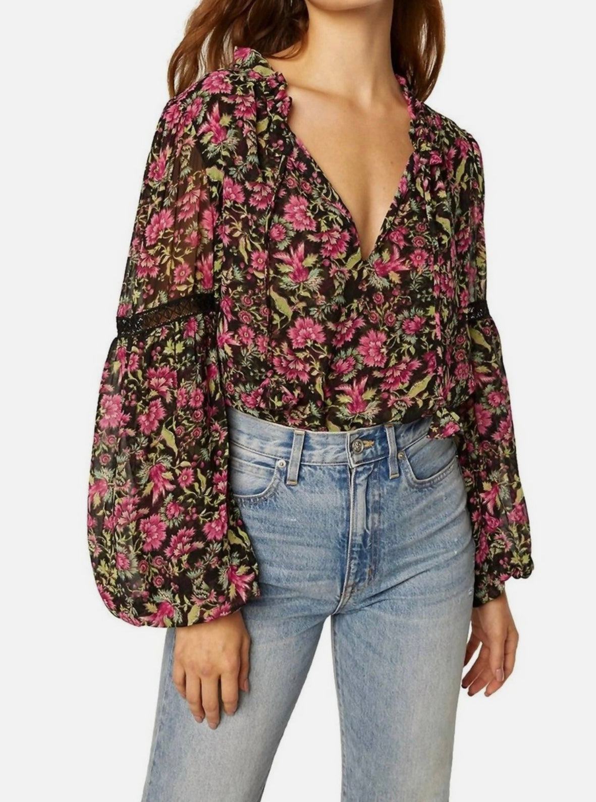 Misa Los Angeles Alicia Floral Flare-Sleeve Blouse