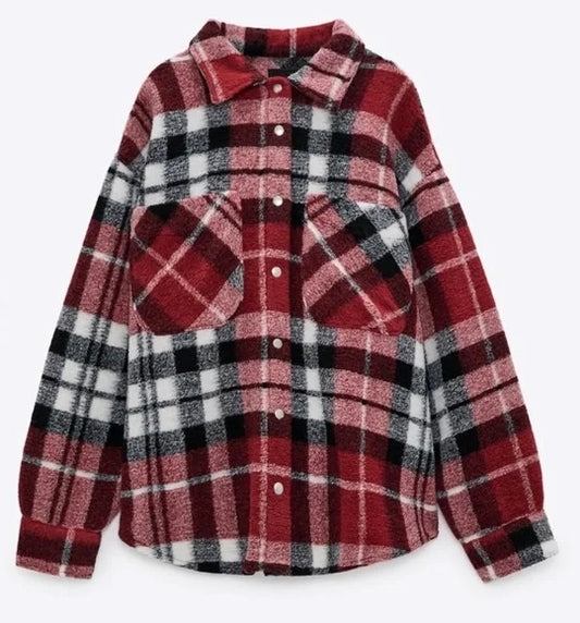 ZARA red/black/white plaid shacket