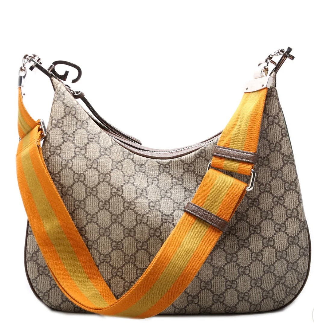 Brown Gucci GUCCI GG Supreme Large Attache Shoulder Bag- Brown