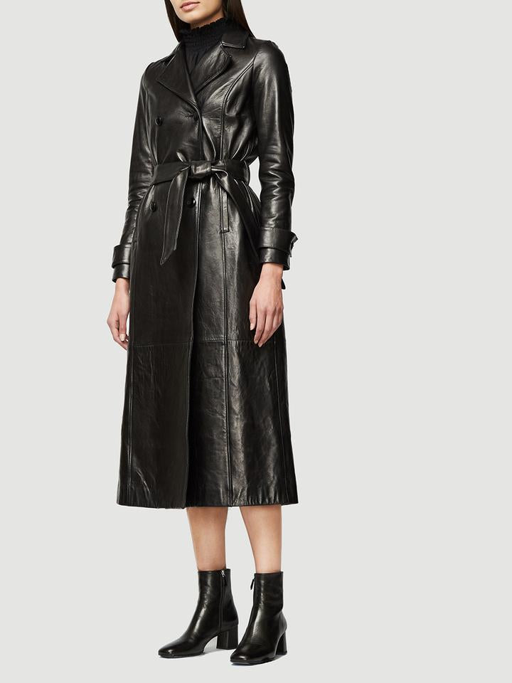 FRAME long black leather coat
