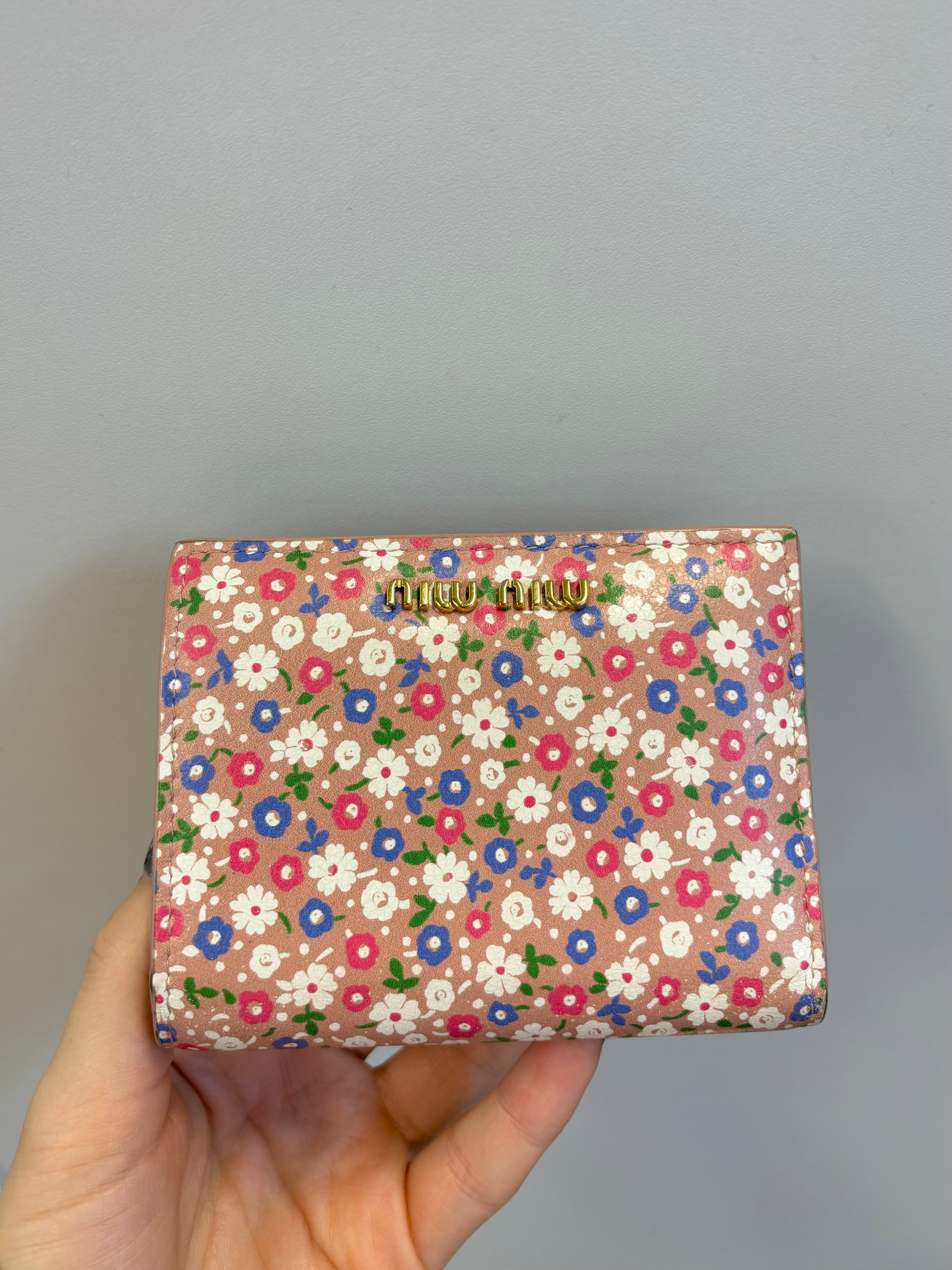 MIU MIU Floral Print Leather Wallet