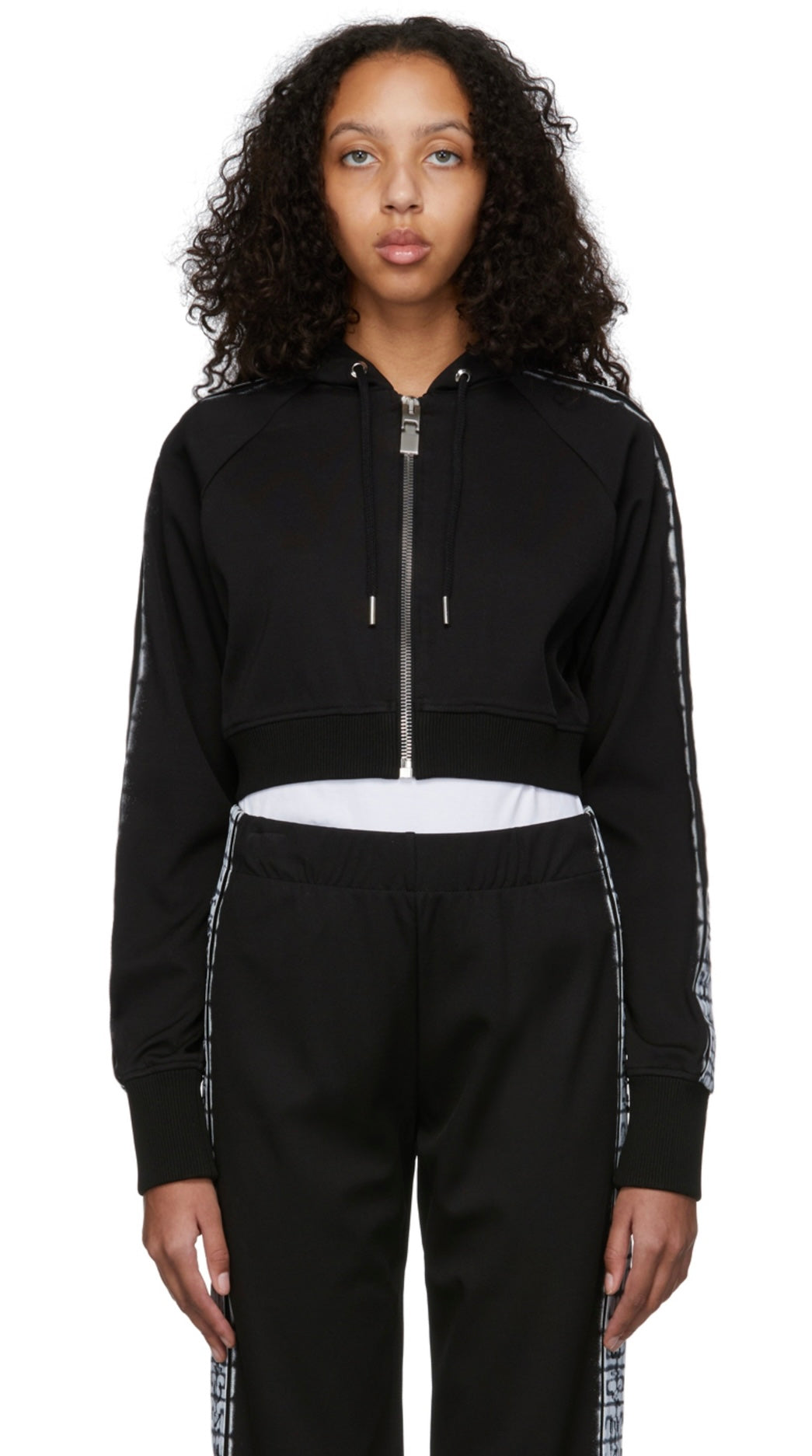 Givenchy - Black Logo Cropped Zip Hoodie