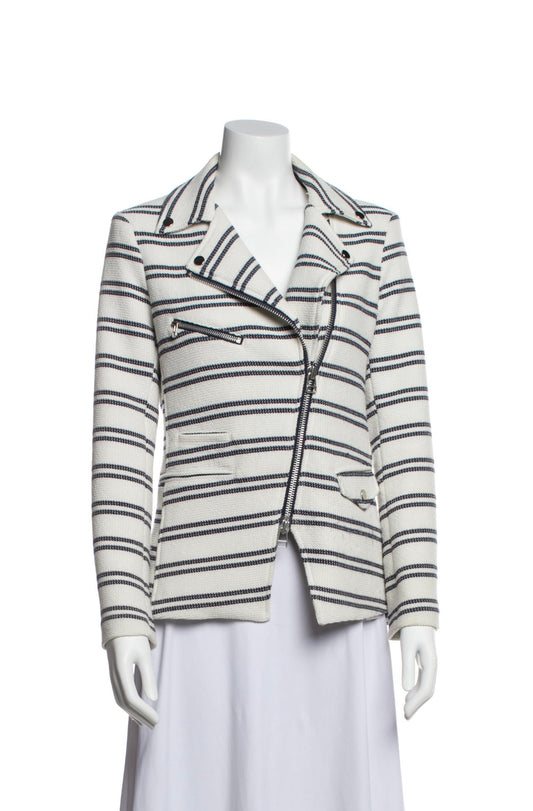 Veronica Beard - Navy & White Stripe Zip Blazer