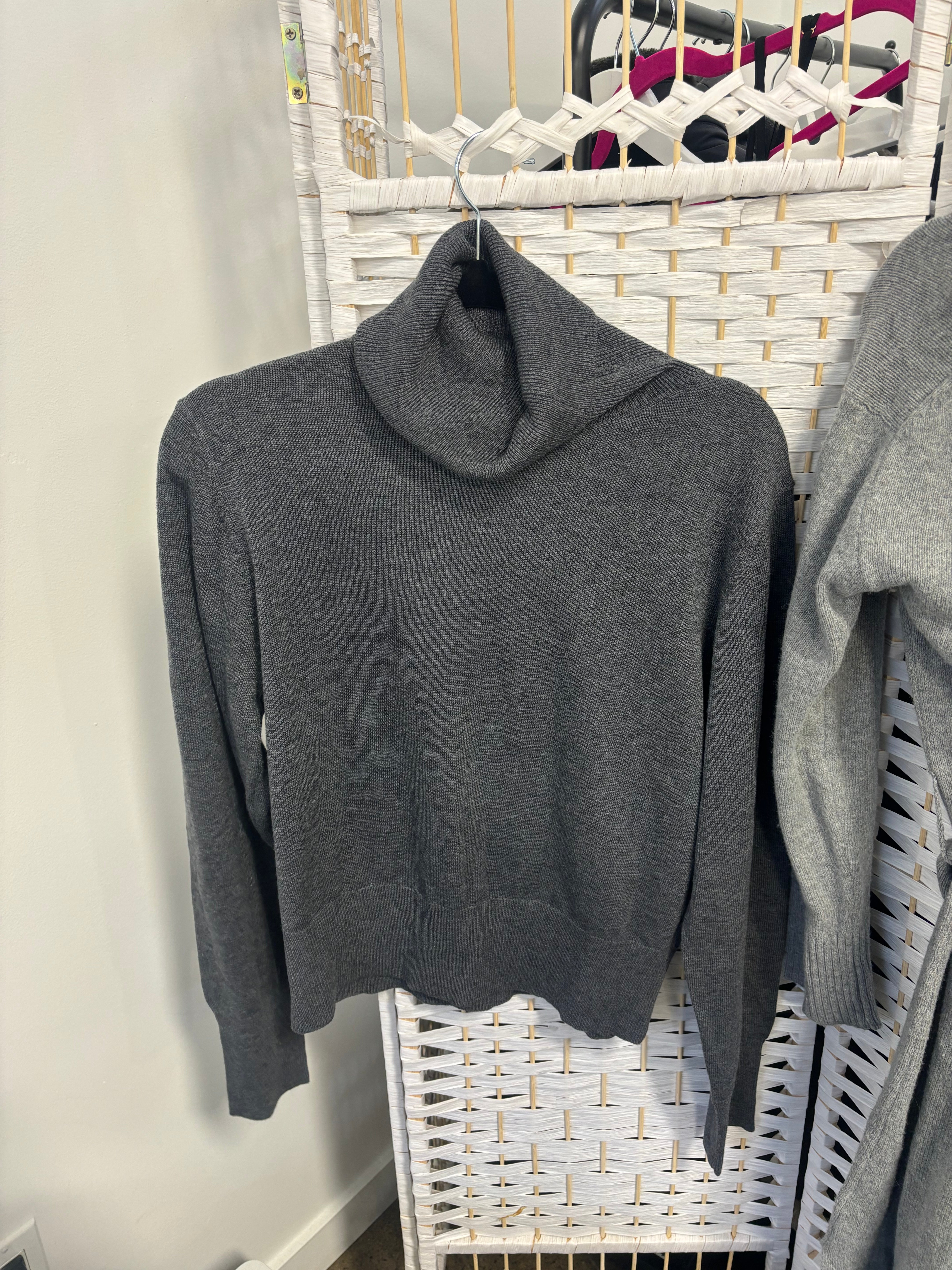 JOHN + JENN dark grey knit turtleneck