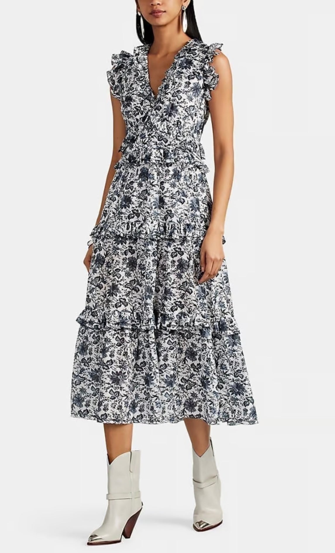 ROBERT RODRIGUEZ
Carmen Ruffle Floral Cotton-Silk Dress