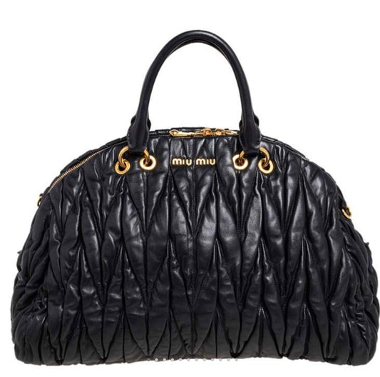 MIU MIU black matelasse leather dome satchel