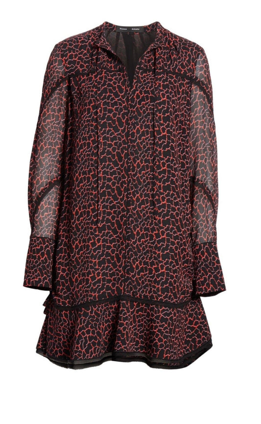 Proenza Schouler Cracked Pattern Crepe Chiffon Dress