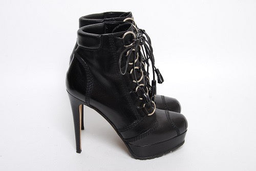 Brian Atwood Leather Lace Up Booties