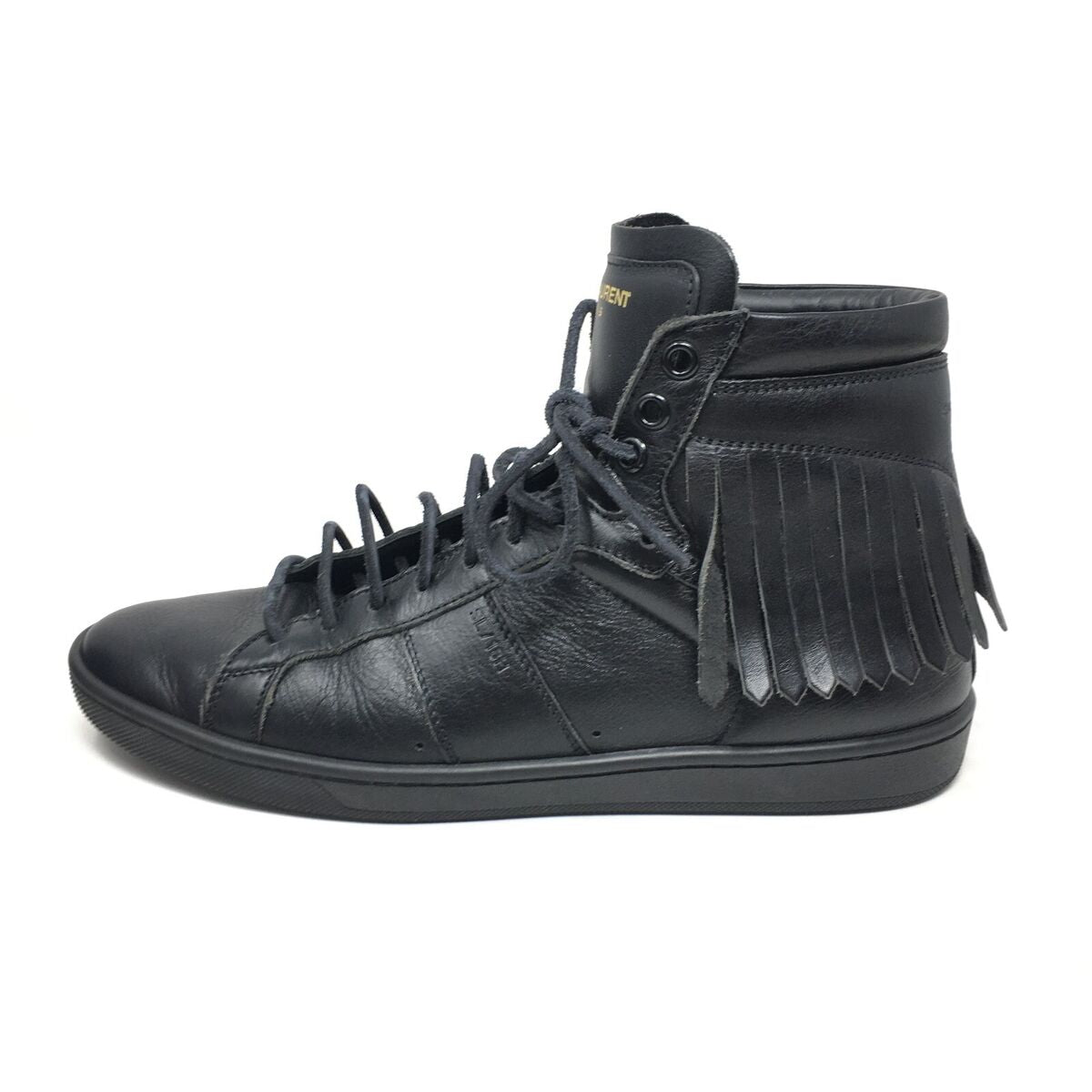 SAINT LAURENT black classic court fringe sneakers