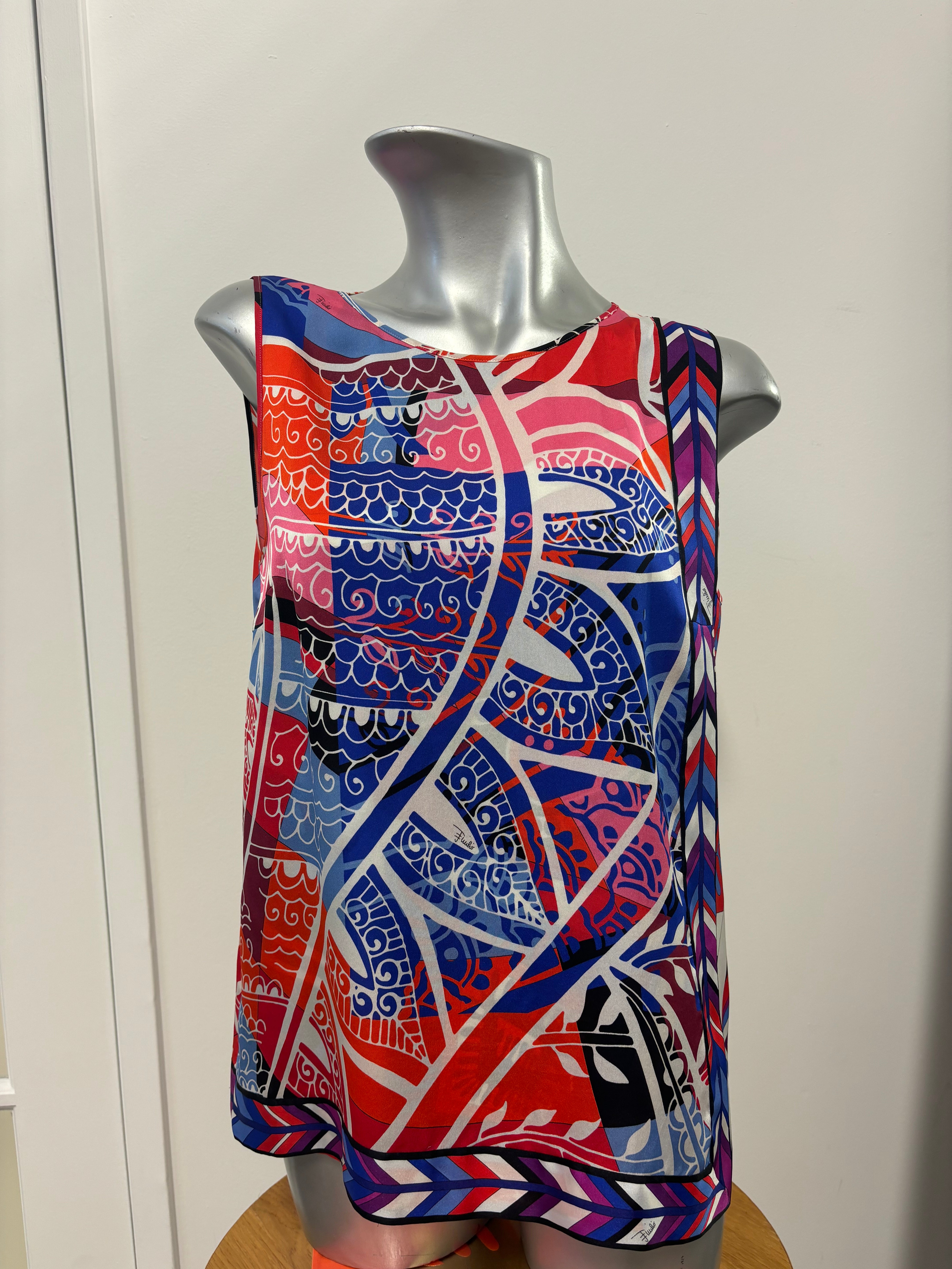 EMILIO PUCCI silk printed sleeveless top