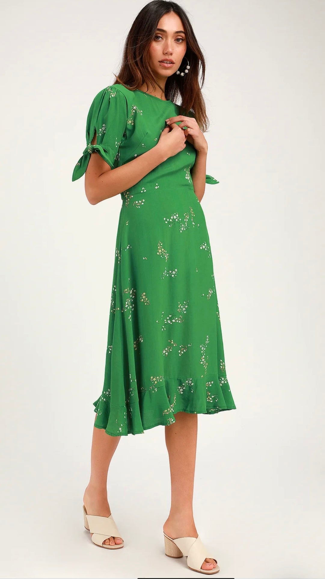 Faithfull the Brand - Emilia Green Floral Print Midi Dress