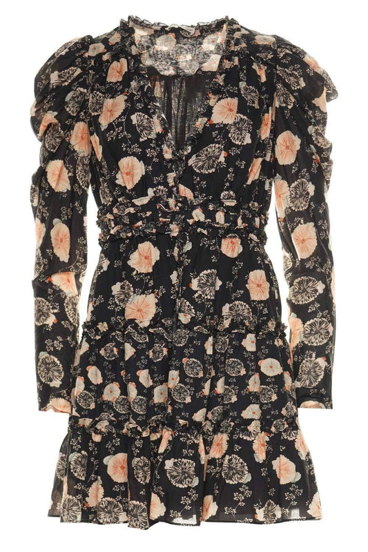 ULLA JOHNSON black floral mini dress