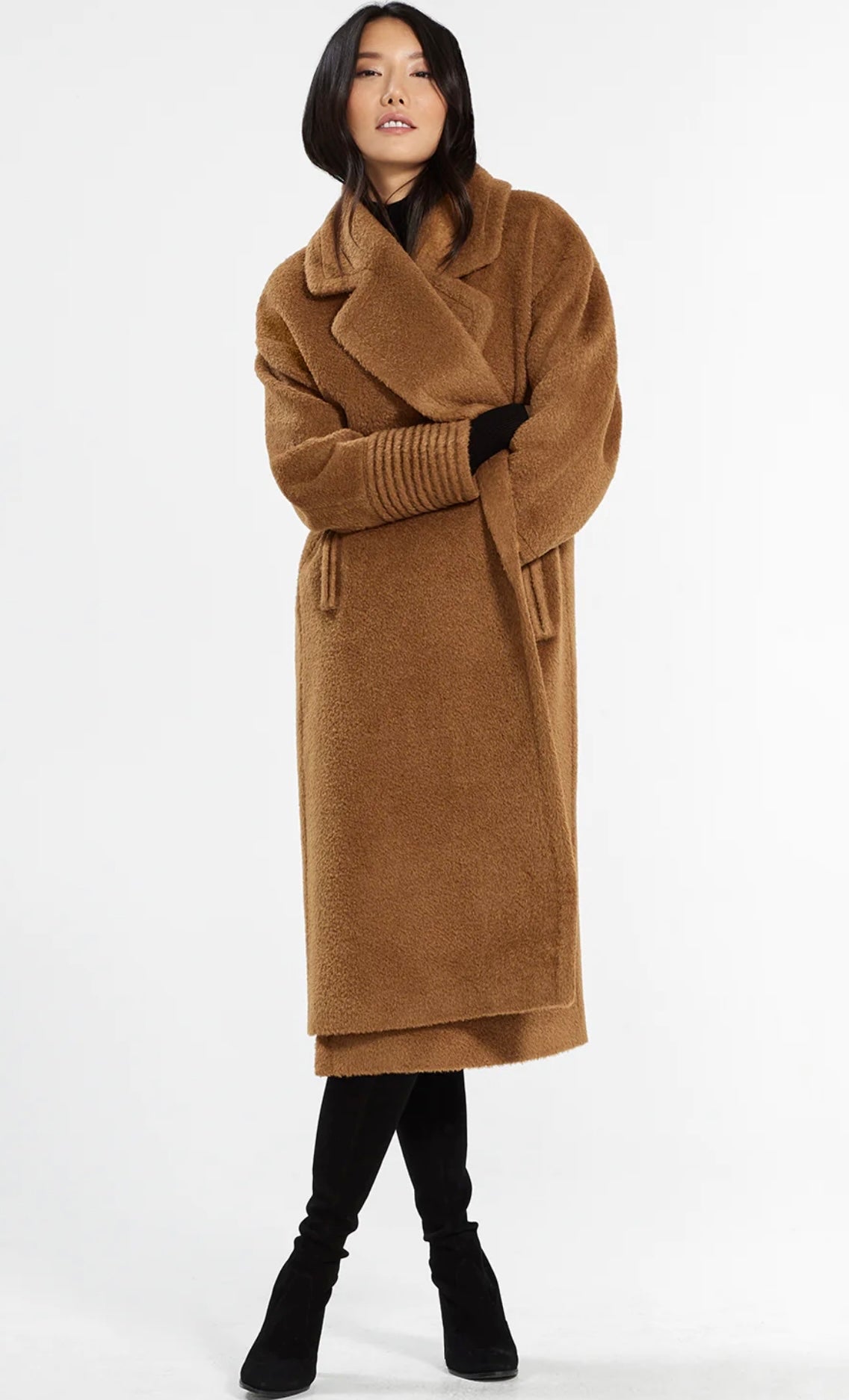 SENTALER - BOUCLÉ ALPACA LONG OVERSIZED NOTCHED COLLAR COAT