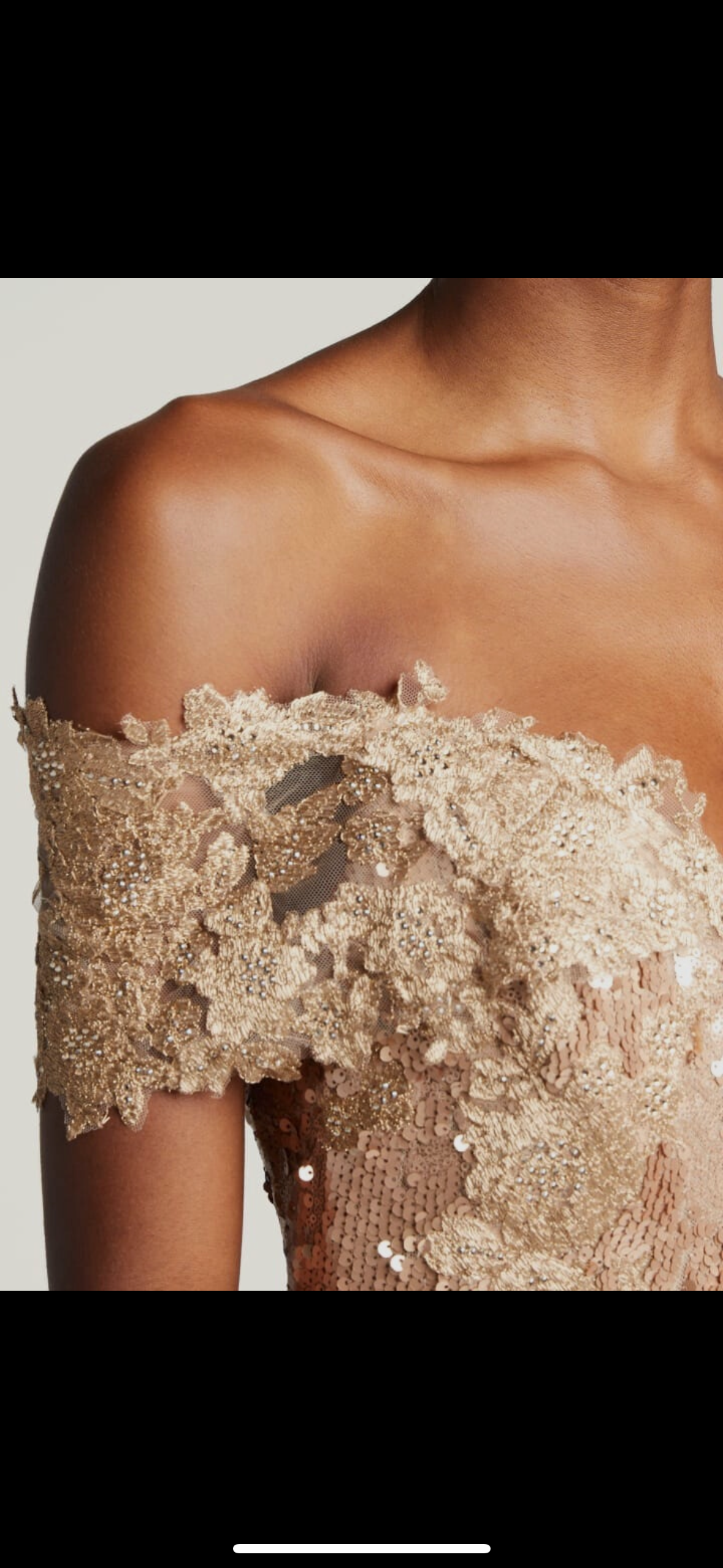 Rene Ruiz Sparkle Off Shoulder Gown