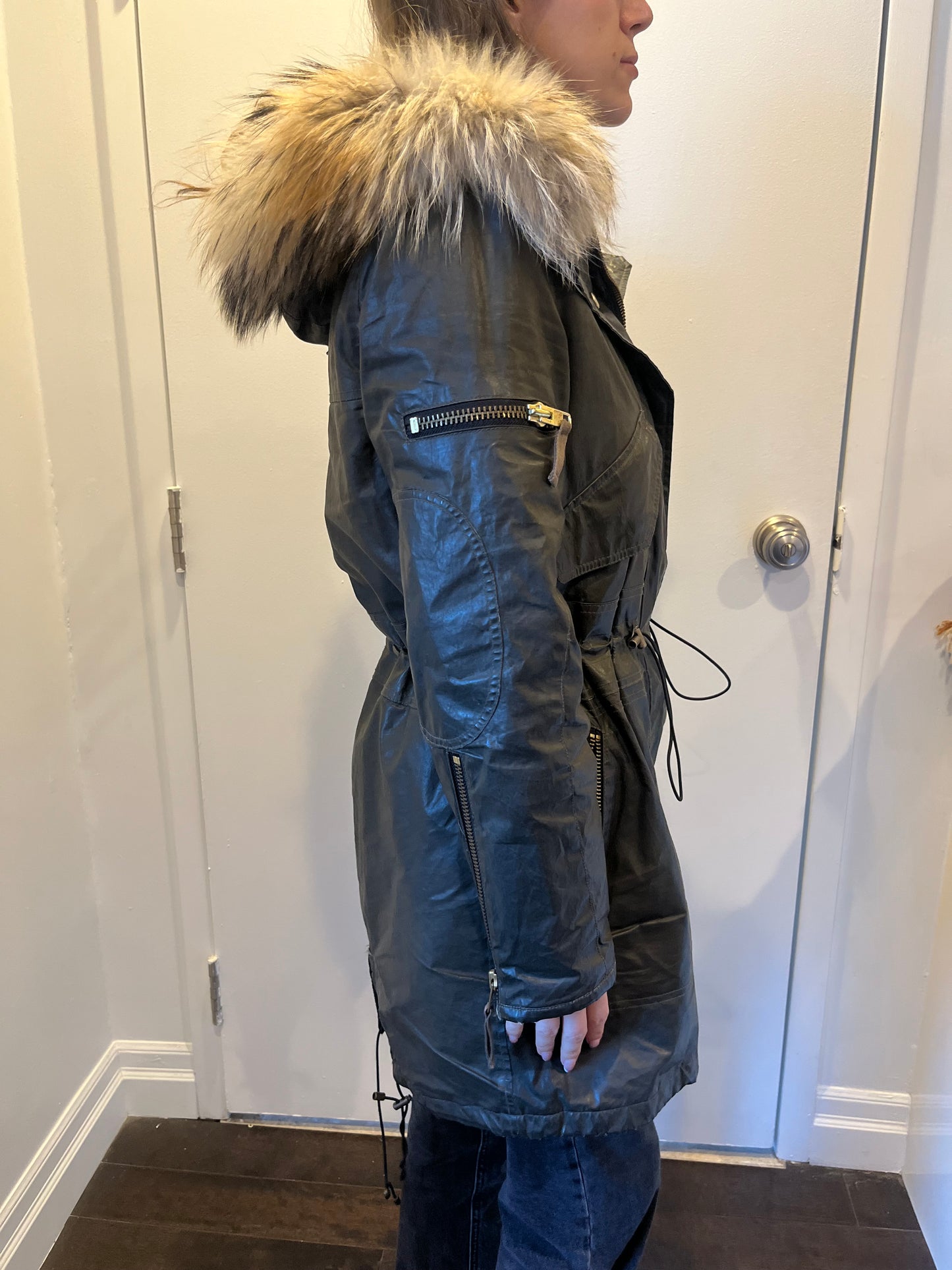 SAM waxed jacket with fur hood