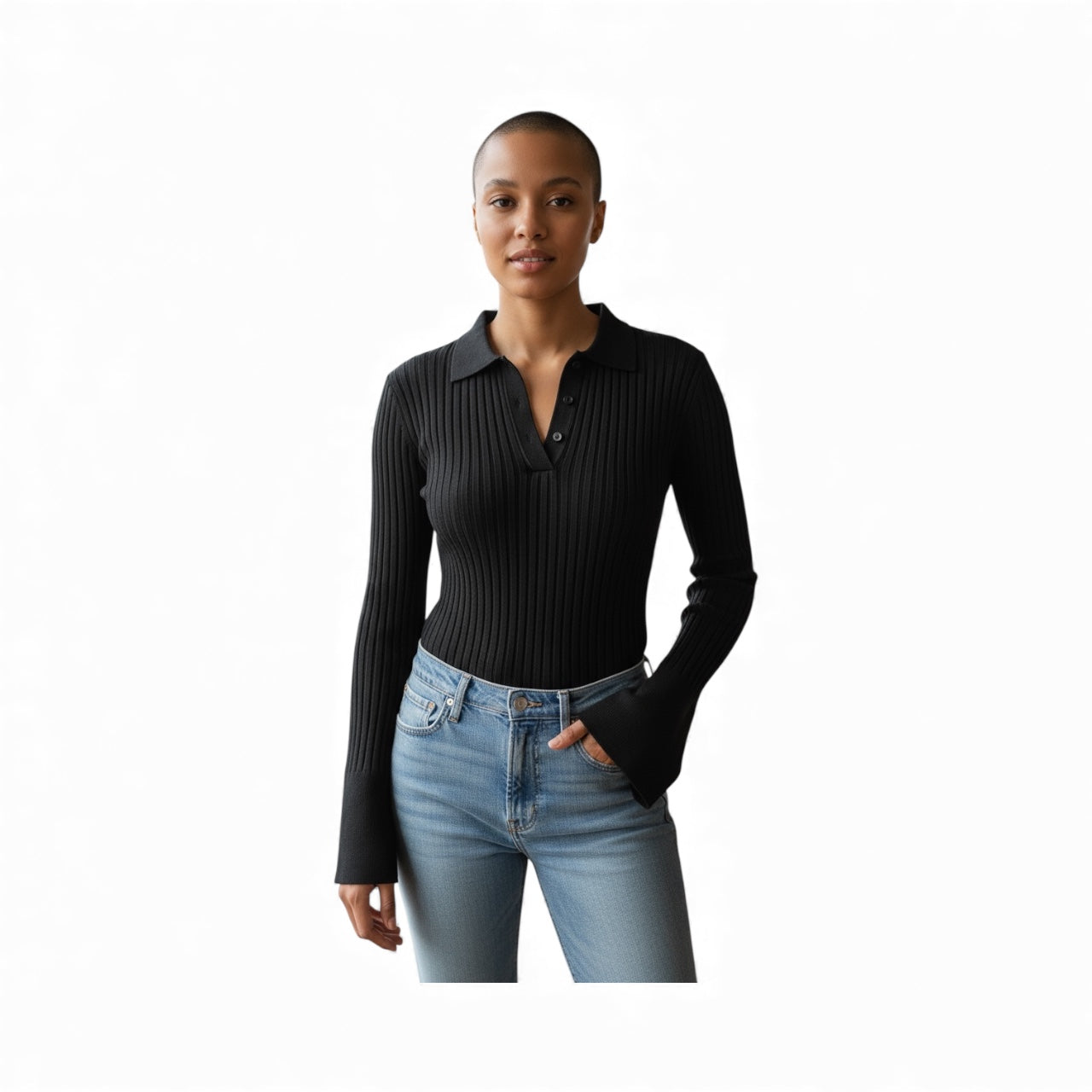 GALVAN LONDON Black Ribbed Collar Bodysuit