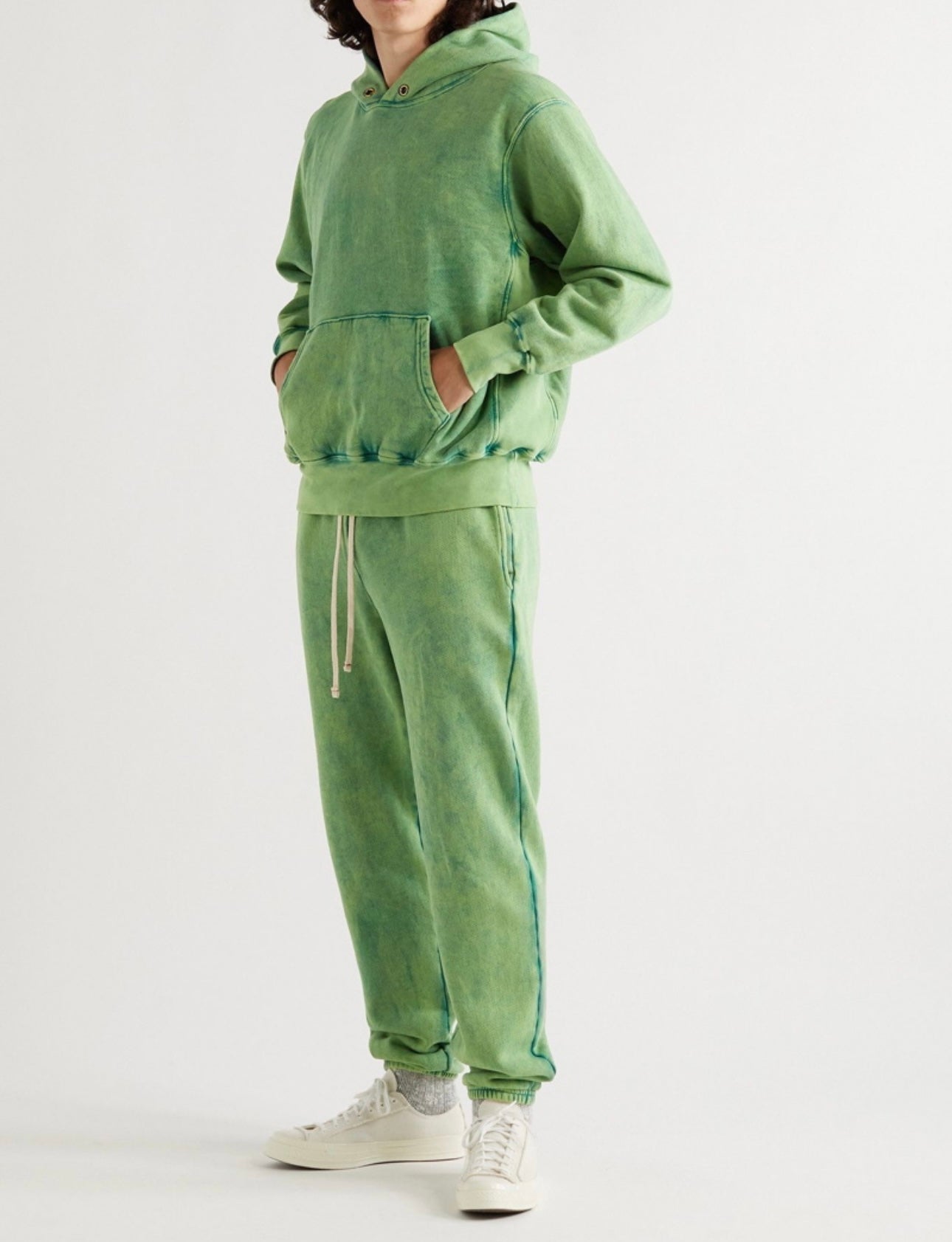 Les Tien - Garment-Dyed Fleece-Back Cotton-Jersey Hoodie - Green
