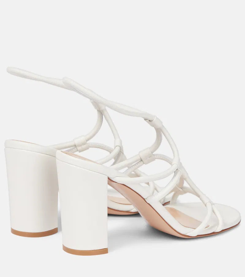 GIANVITTO ROSSI white napbian sandal block heel