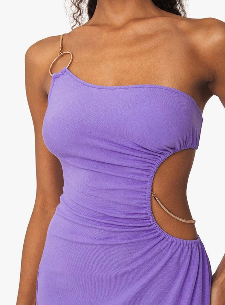 WeWoreWhat - Snake chain Cut Out Maxi Dress in Electric Purple