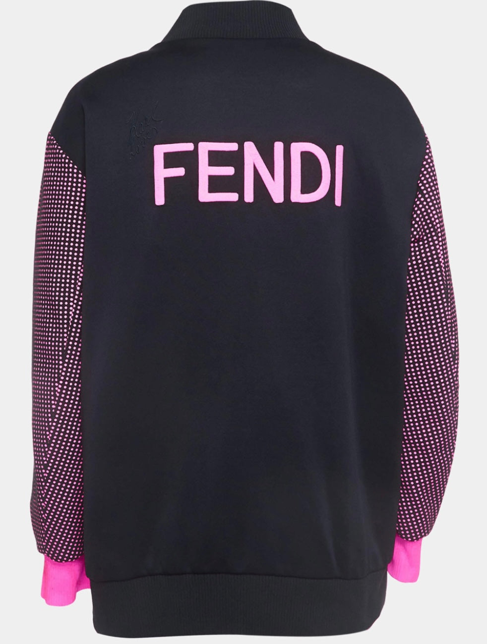 Fendi - Neon Pink/Black Polka Dots Synthetic Applique Detail Bomber