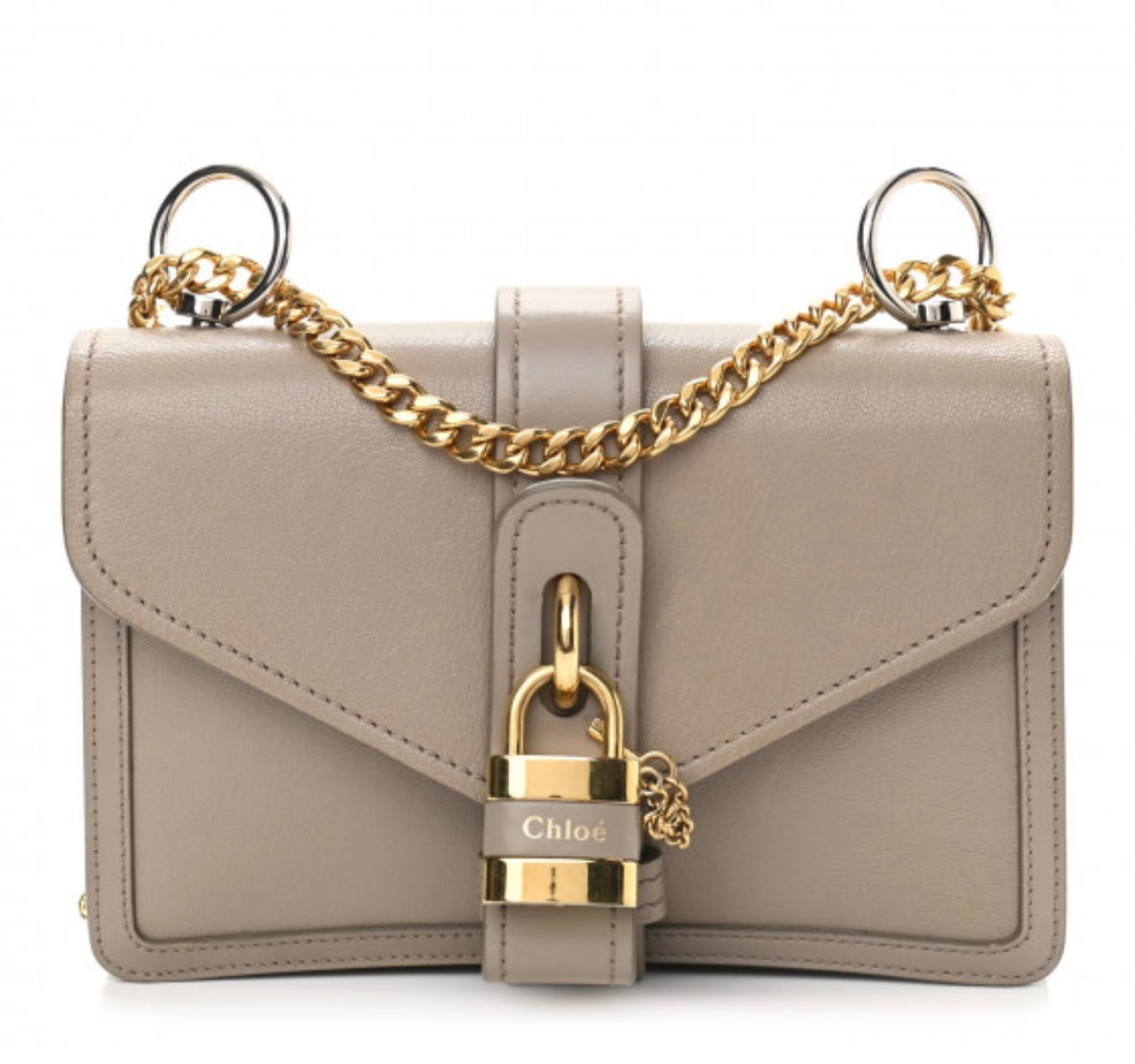 Chloe Shiny Goatskin Aby Chain Shoulder Bag in Motty Grey, O/S