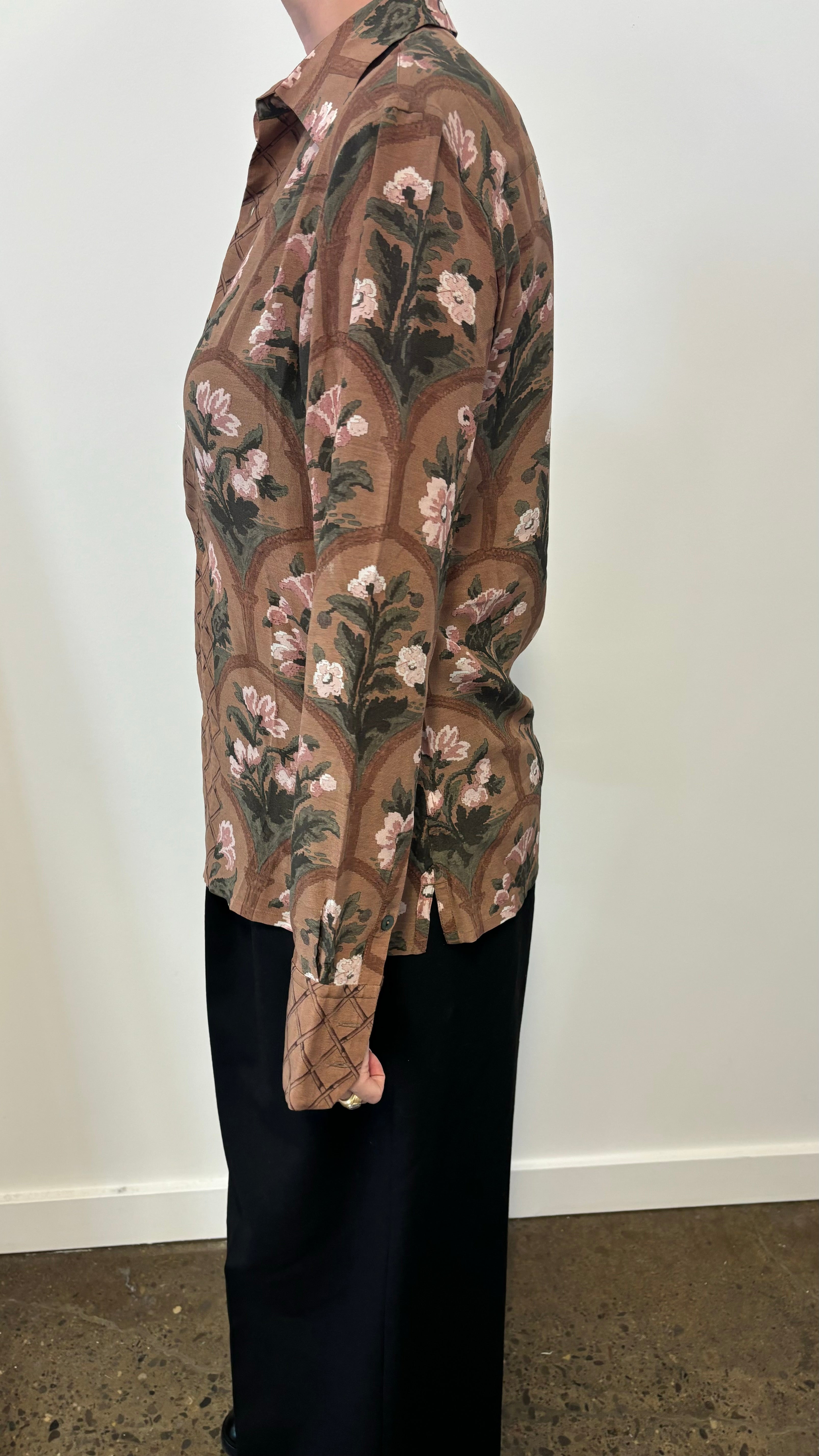 73 LONDON floral print silk button up