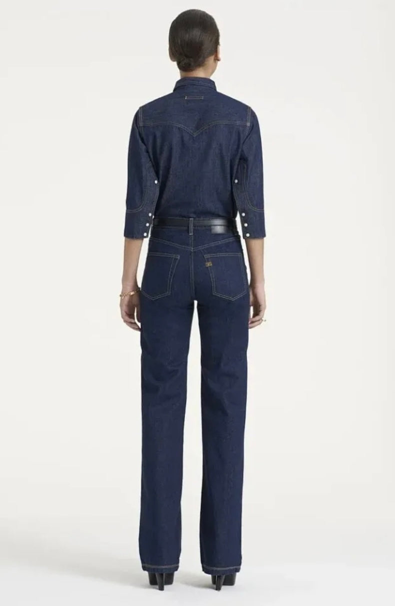 PORTS 1961 X R13 Womens High-Waisted Birkin Jeans in Dark Indig