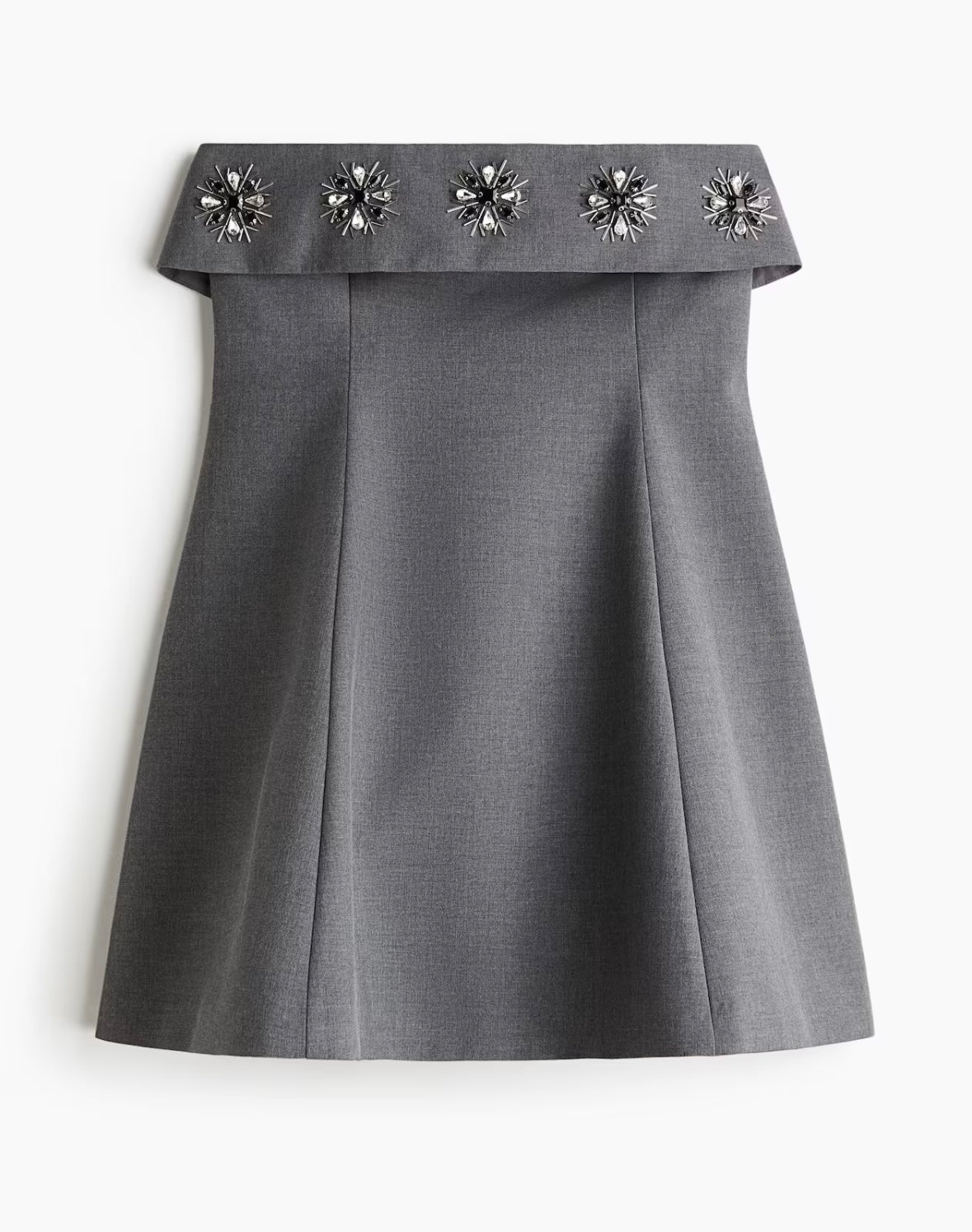 H&M  grey strapless dress with beading