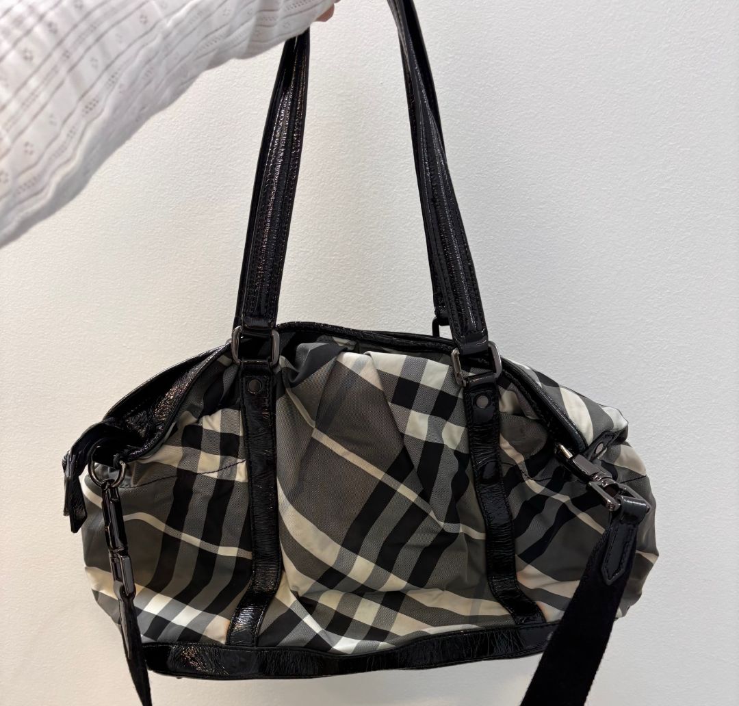Burberry Plaid Nylon Diaper Bag