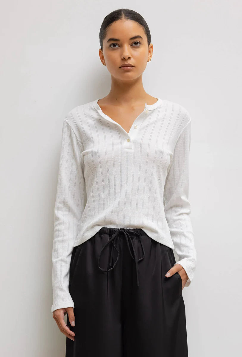 LESET Pointelle Long Sleeve Henley
