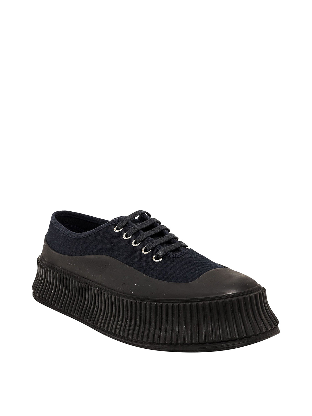 JIL SANDER black canvas platform sneakers, w box