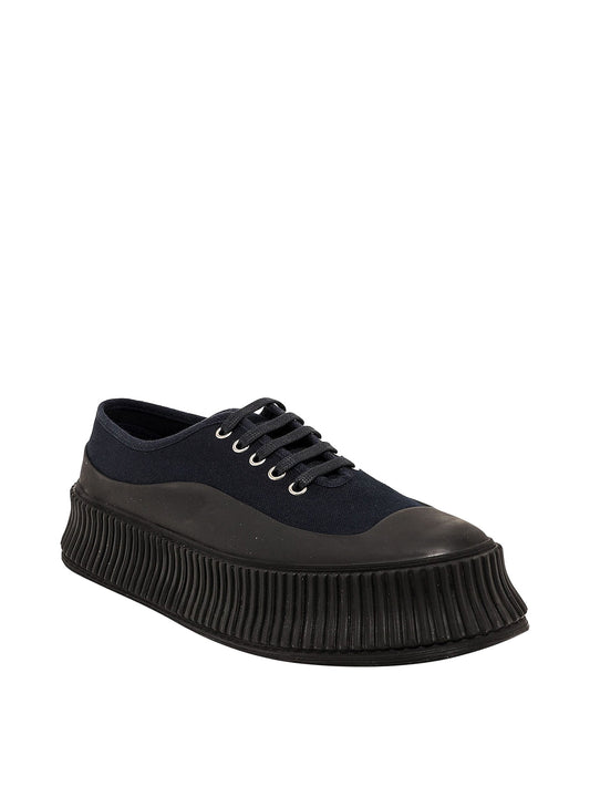 JIL SANDER black canvas platform sneakers, w box