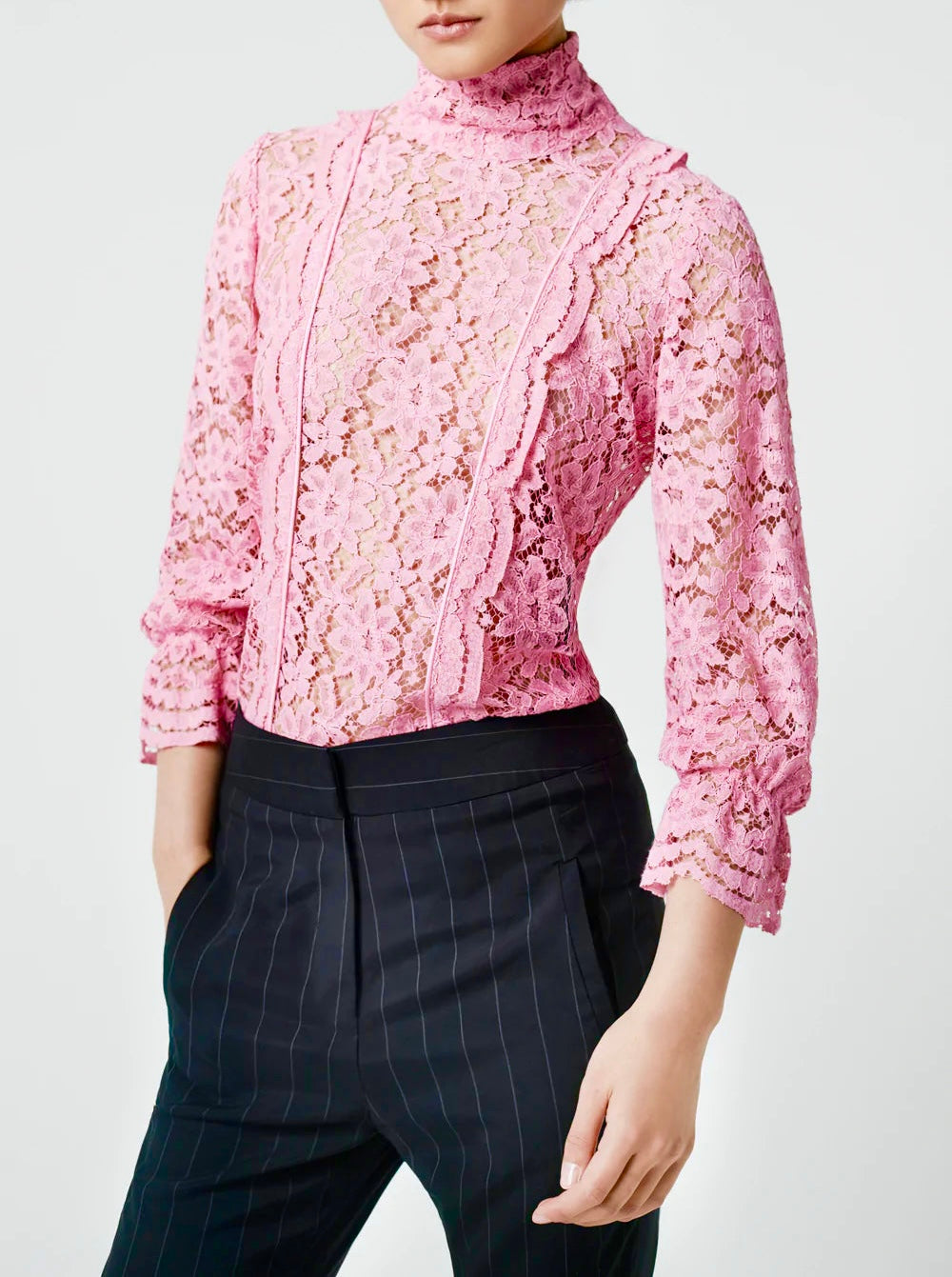 Smythe Lace Turtleneck Blouse