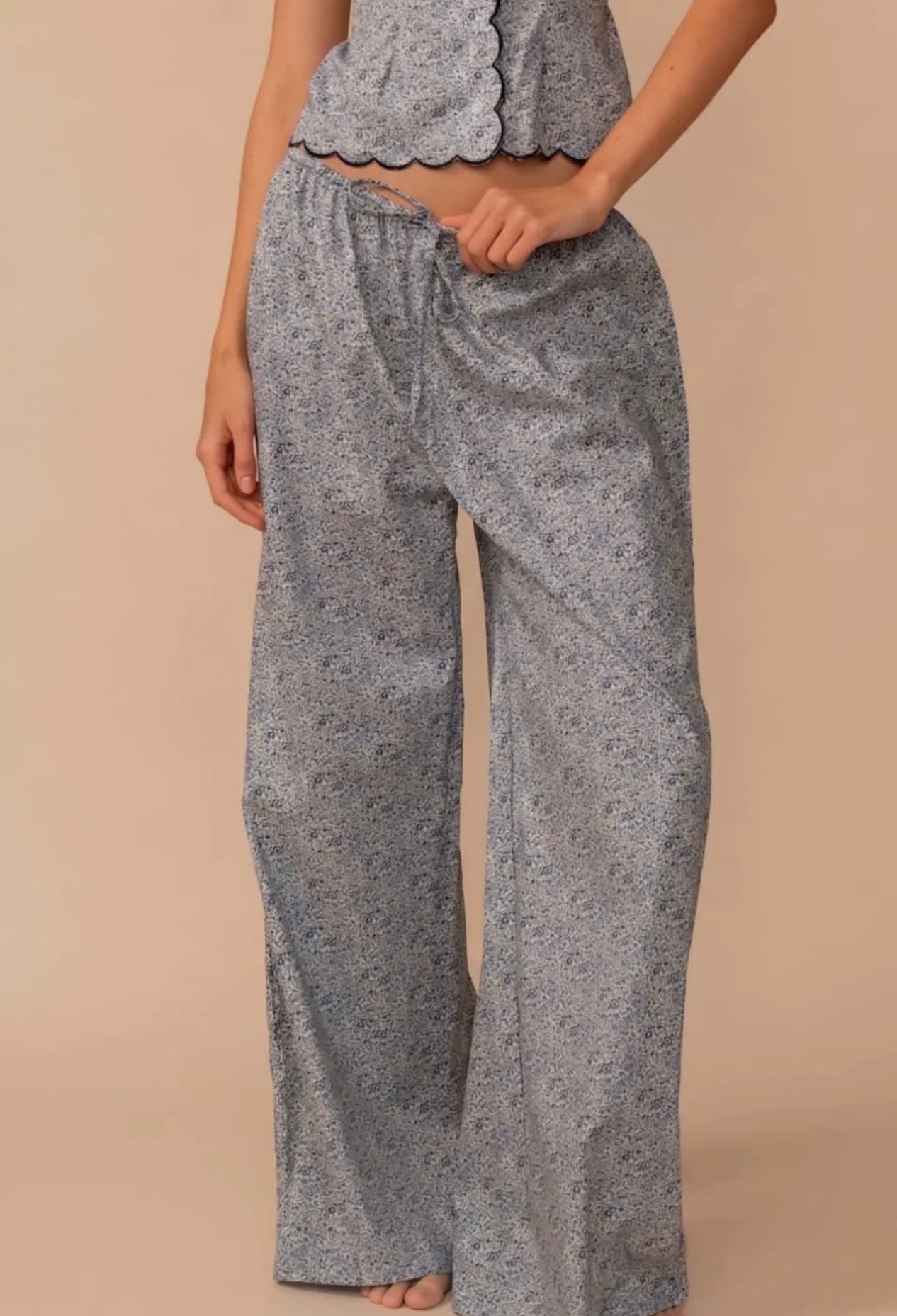 MONTCE blue petite fleur Drawstring Wide-Leg Pant