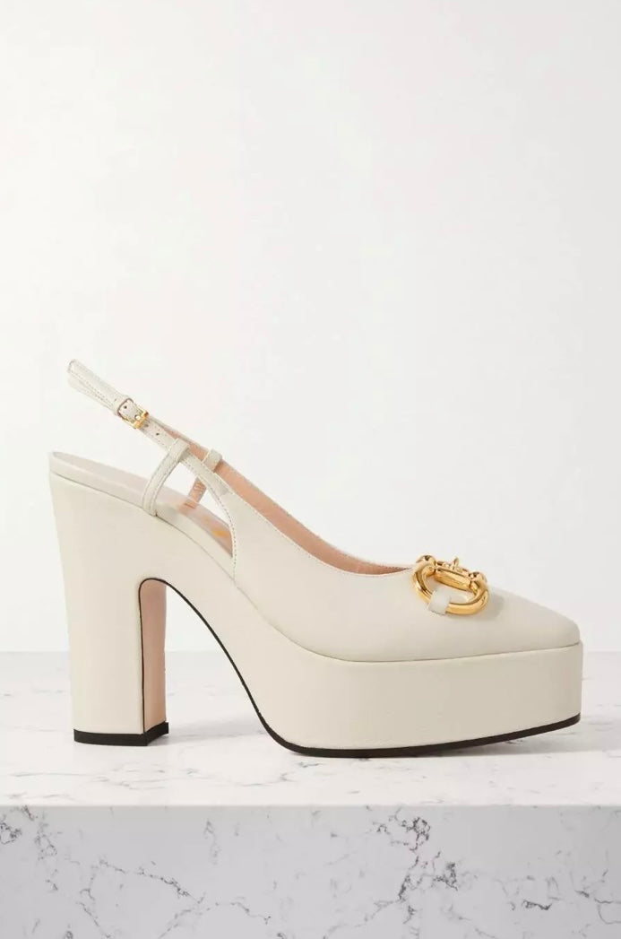 Preloved GUCCI 
Nappa Horsebit Platform 35/120mm Slingback Pumps