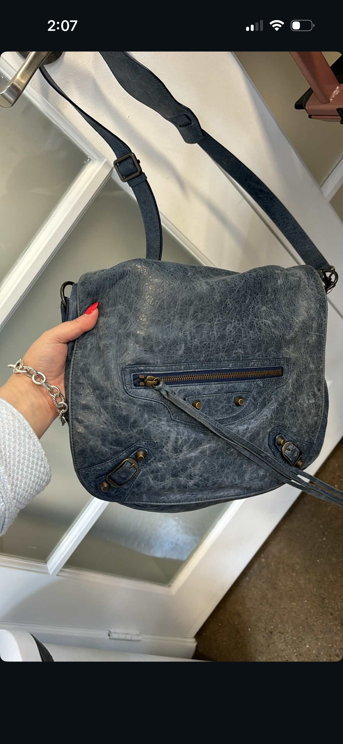 BALENCIAGA blue motocross classic day hobo