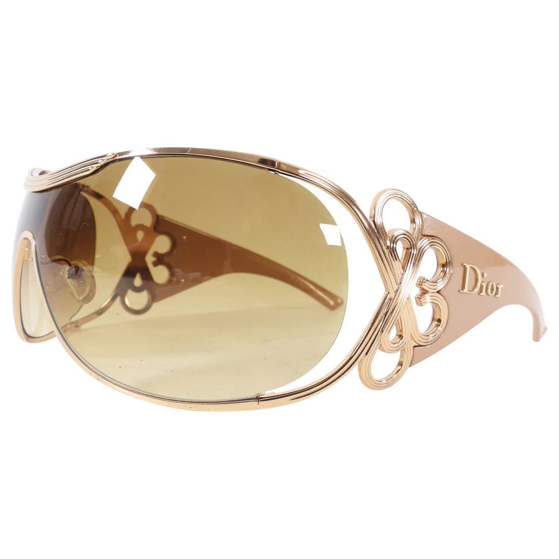 DIOR tan ombre sunglasses with 'gold sheild wrap'