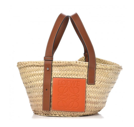 LOEWE
Raffia Small Basket Tote Bag Natural Orange