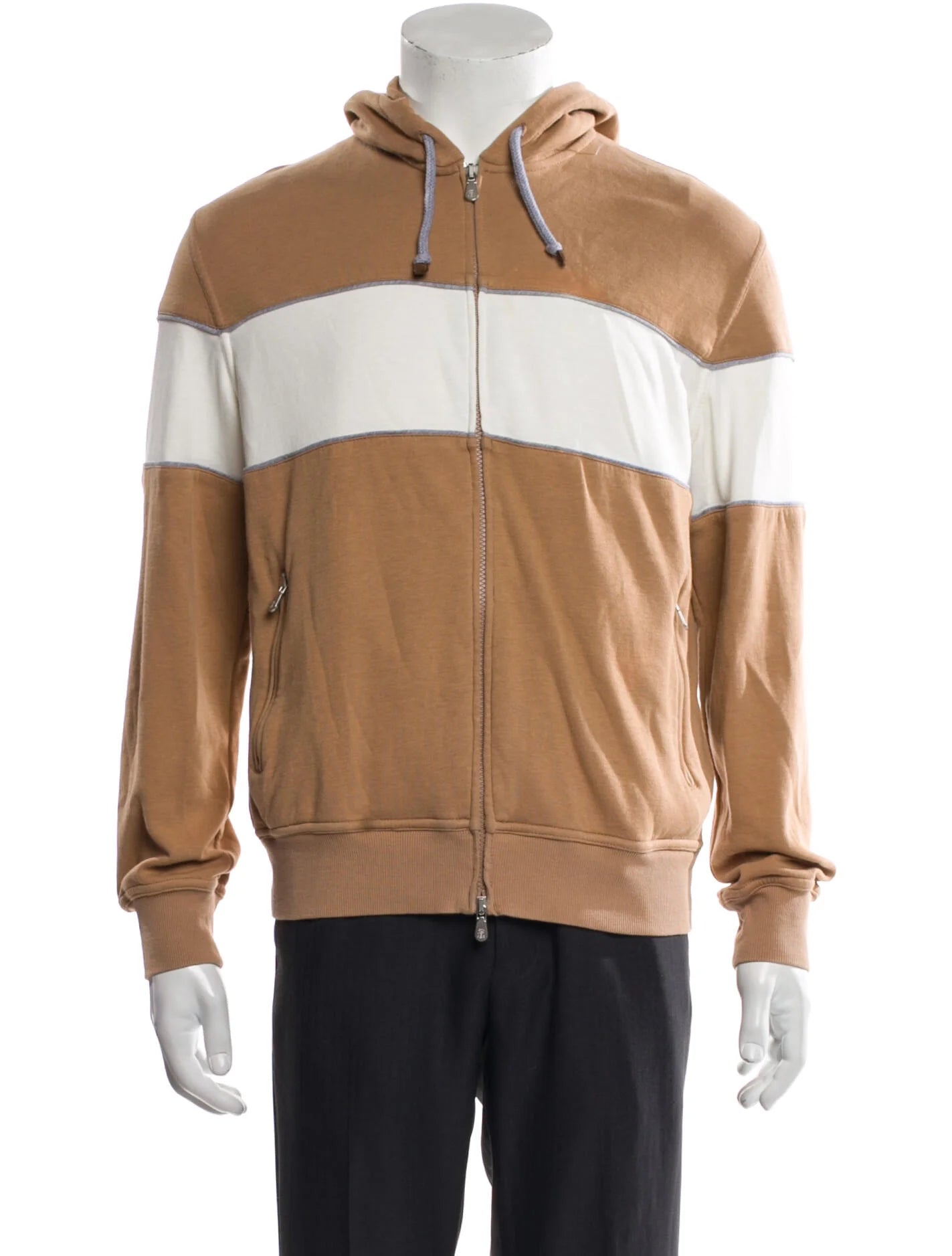 BRUNELLO CUCINELLI bi-colour striped full zip