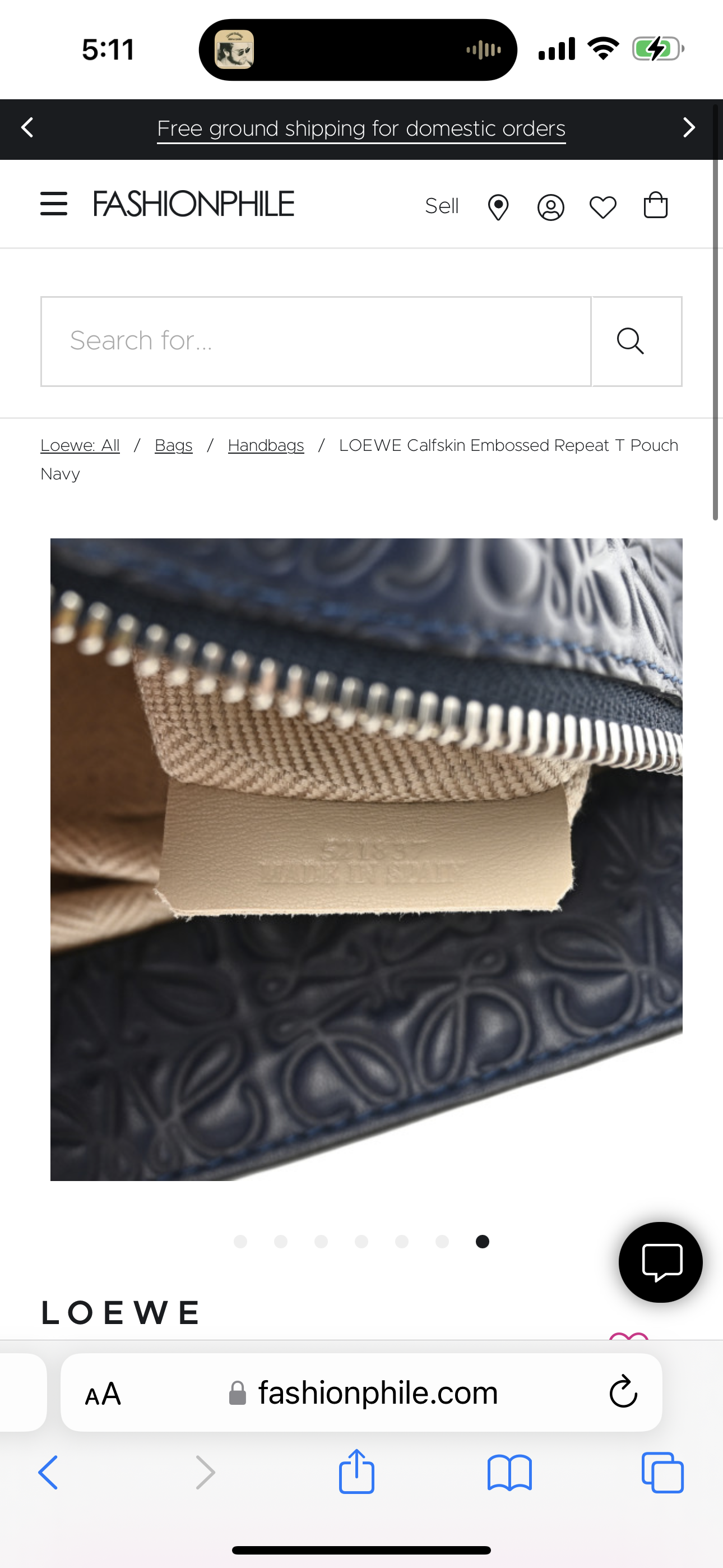 LOEWE
Calfskin Embossed Repeat T Pouch Navy