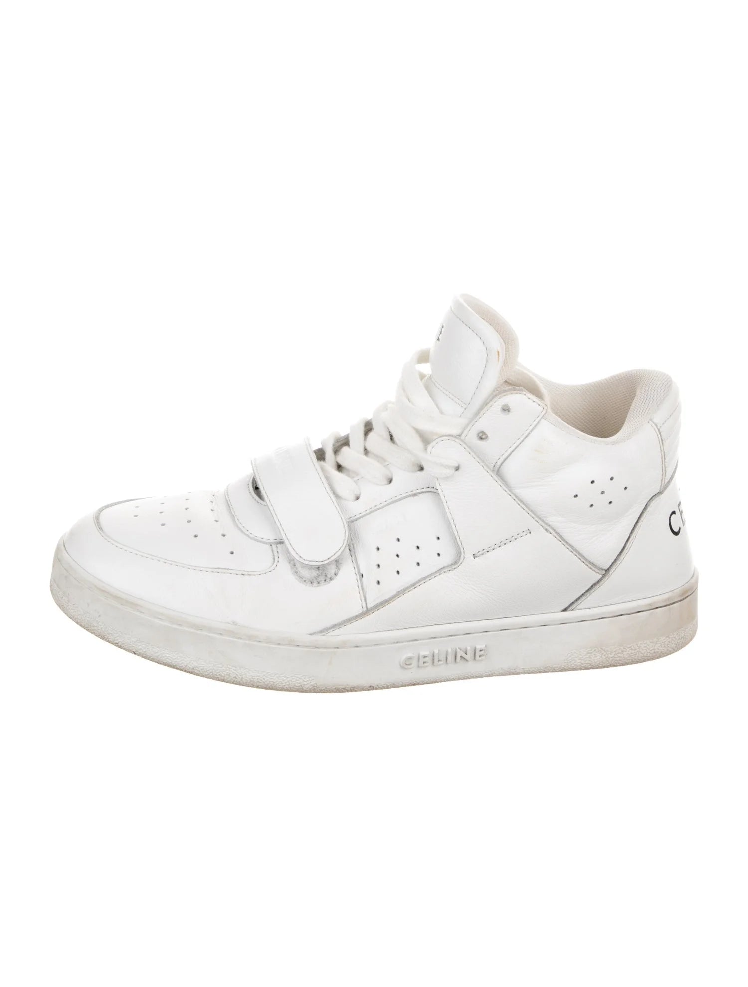 CELINE white leather mid rise sneakers
