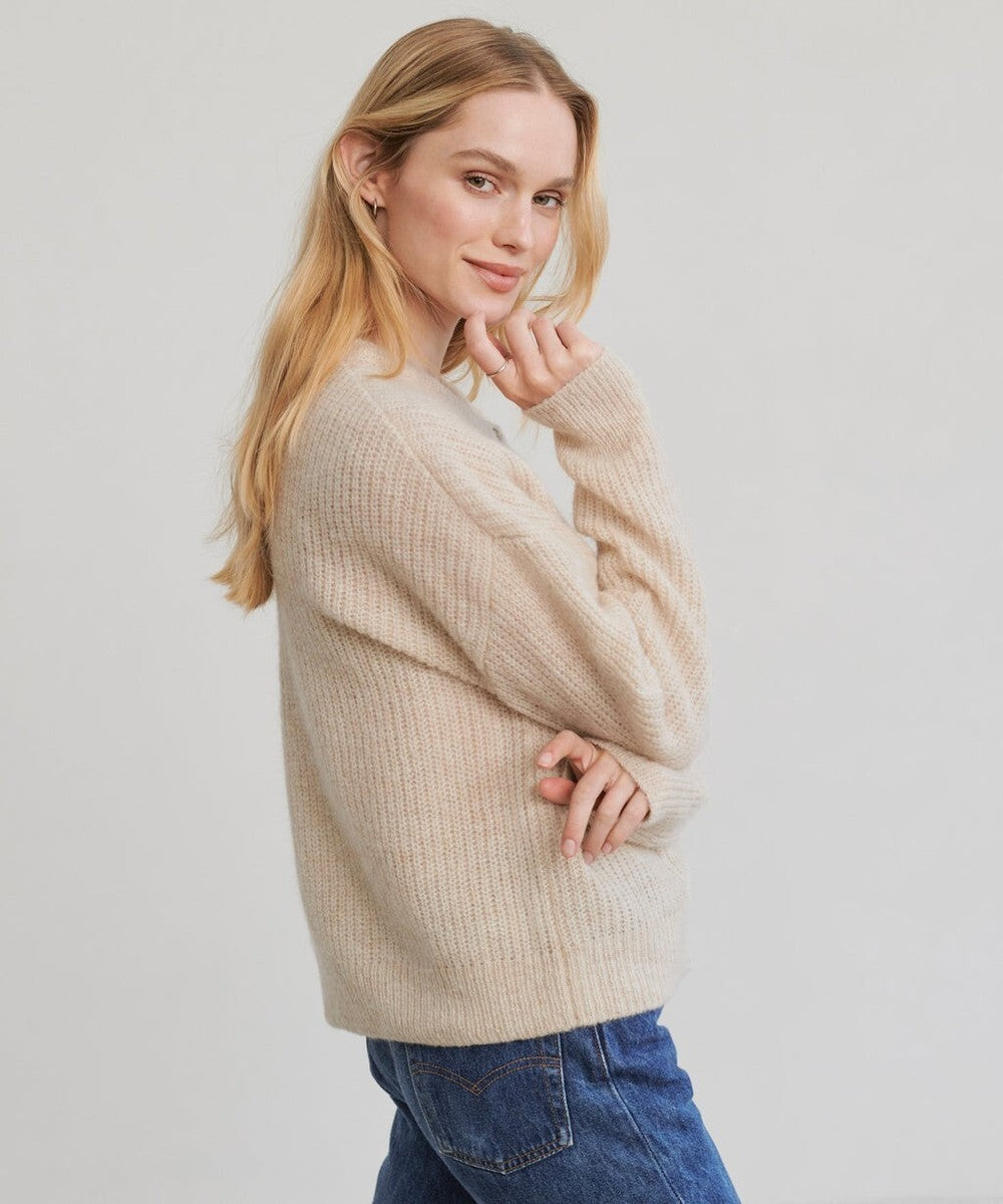JENNI KAYNE beige button up sweater alpaca wool blend