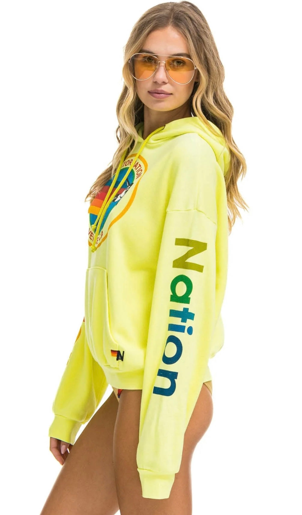 AVIATOR NATION RELAXED PULLOVER HOODIE - NEON YELLOW (las Vegas, NV)