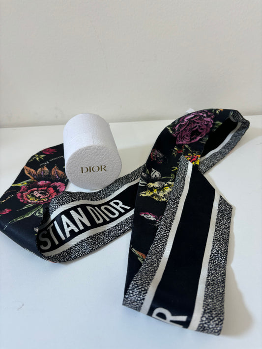 DIOR floral print reversible twilly