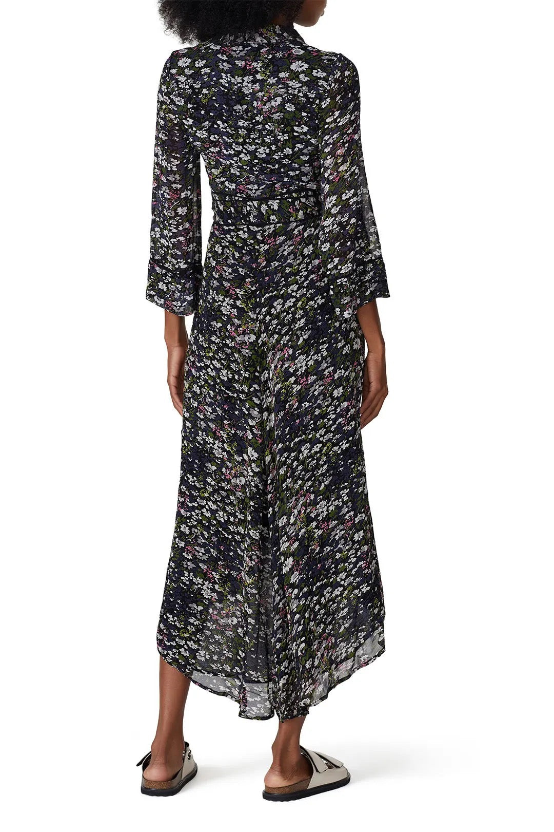 GANNI NWT Georget long dress, long sleeve wrap dress, multicolour floral