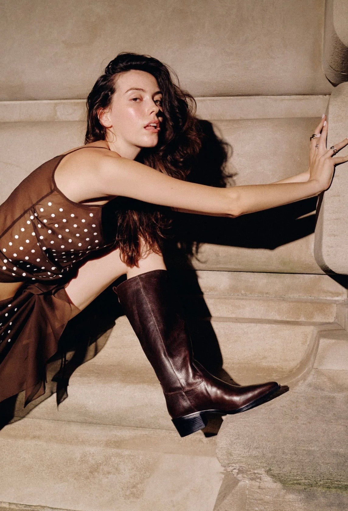 LARROUDE FLORENCIA BOOT IN NAPPA ANTIQUE BROWN