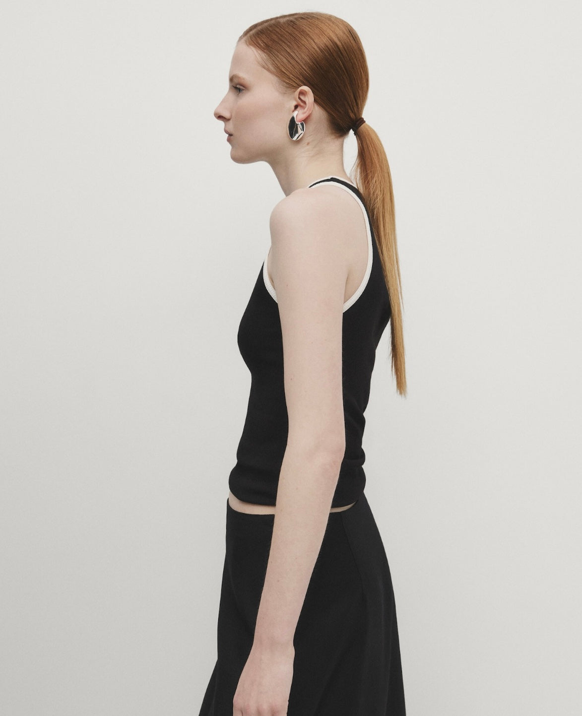 MASSIMO DUTTI - TOP CÔTELÉ CONTRASTANT