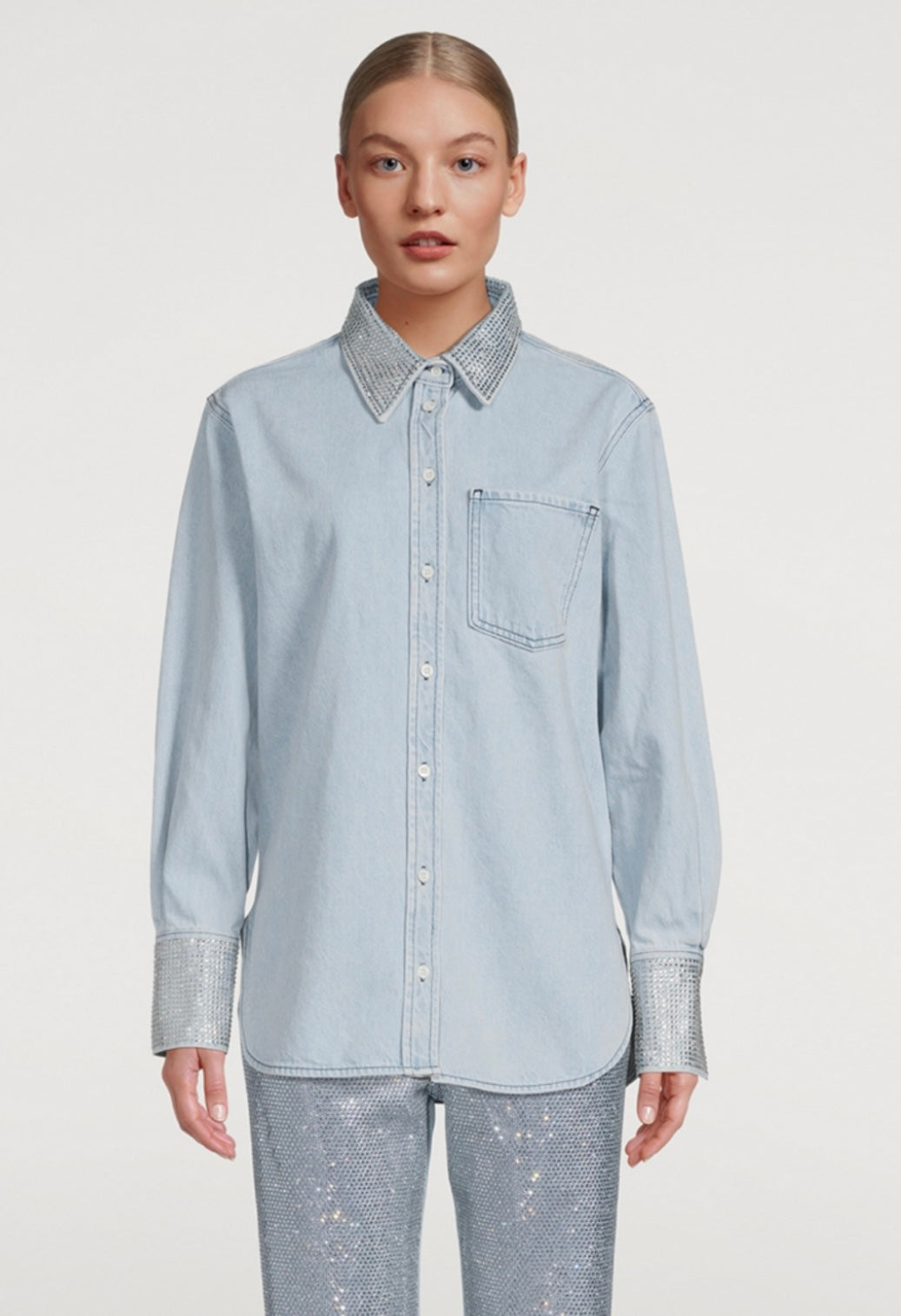 FRAME
Embellished Oversized Denim Shirt